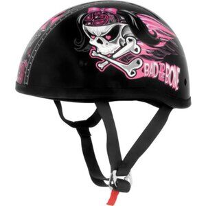Skid Lid - Bad to the Bone Motorcycle Half Helmet Pink & Black- Size Small & XS